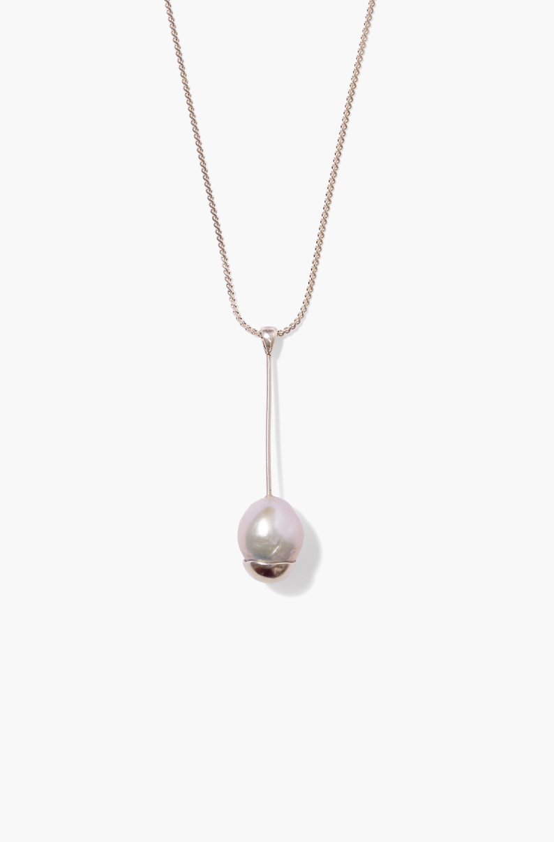 Silver-Dipped Pearl Pendant Necklace