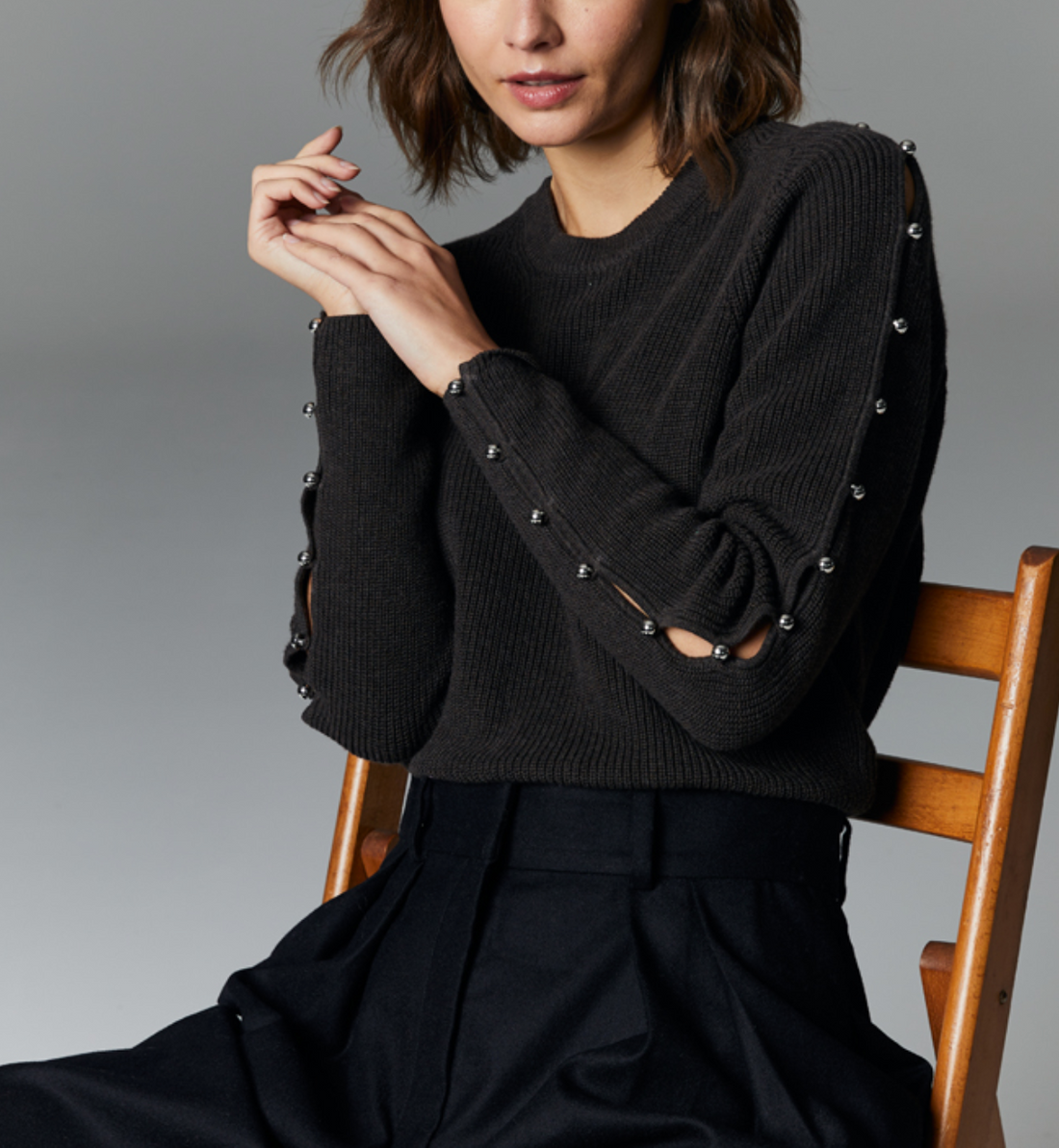 Open Sleeve Crew Sweater